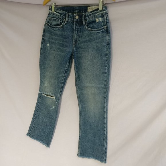 AllSaints Serene Destroy Kick Flare Jeans w26 +MEASUREMENT Rigid denim - Picture 5 of 12